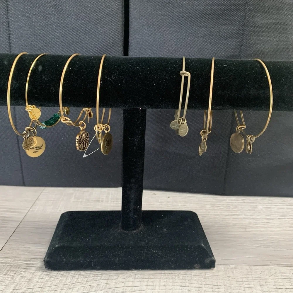 Lot of 7 Alex And Ani Gold‎ tone Charm bracelets 6-8 Inches